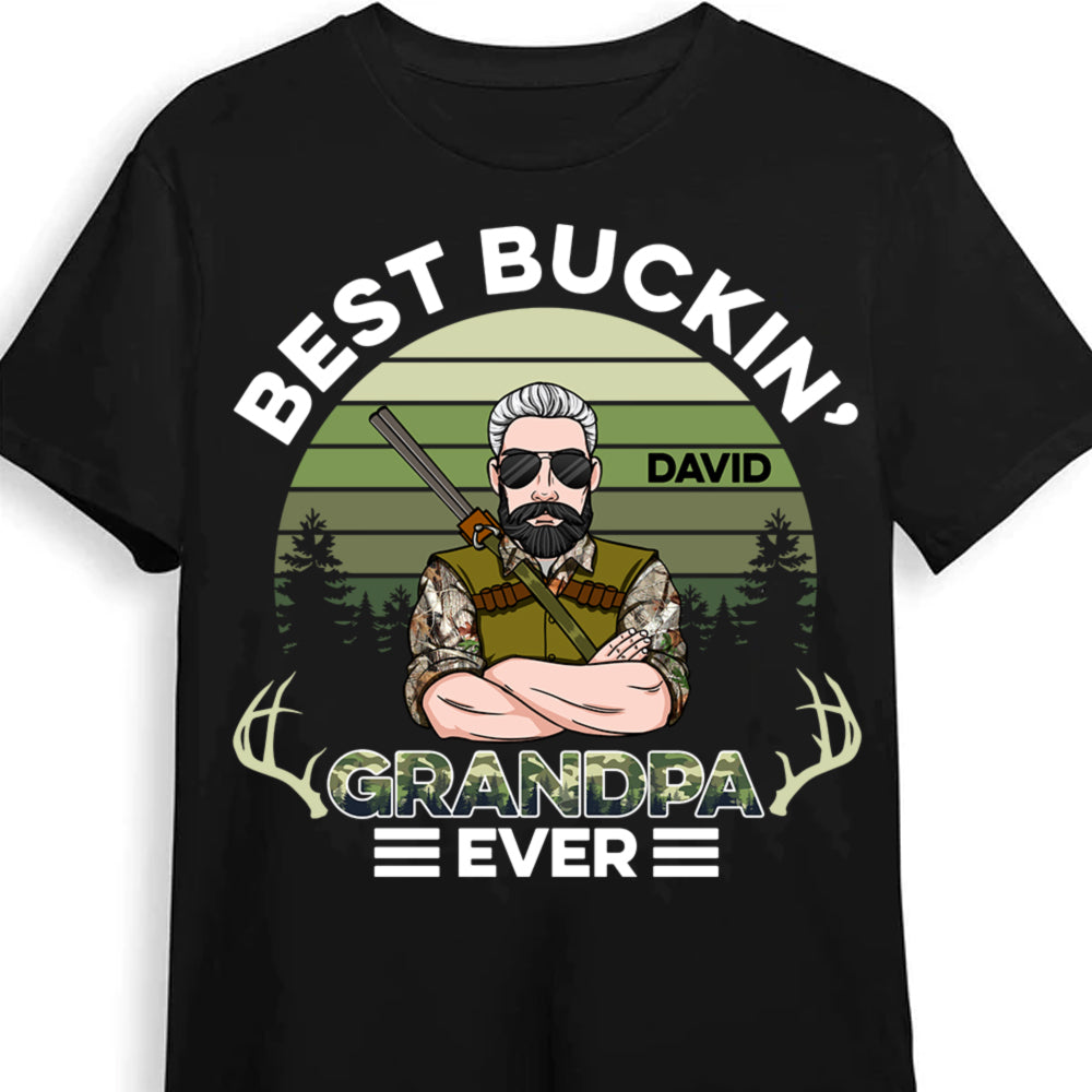 Personalized Gifts For Buckin' Grandpa Hunting Shirt Hoodie Sweatshirt 28415 Primary Mockup