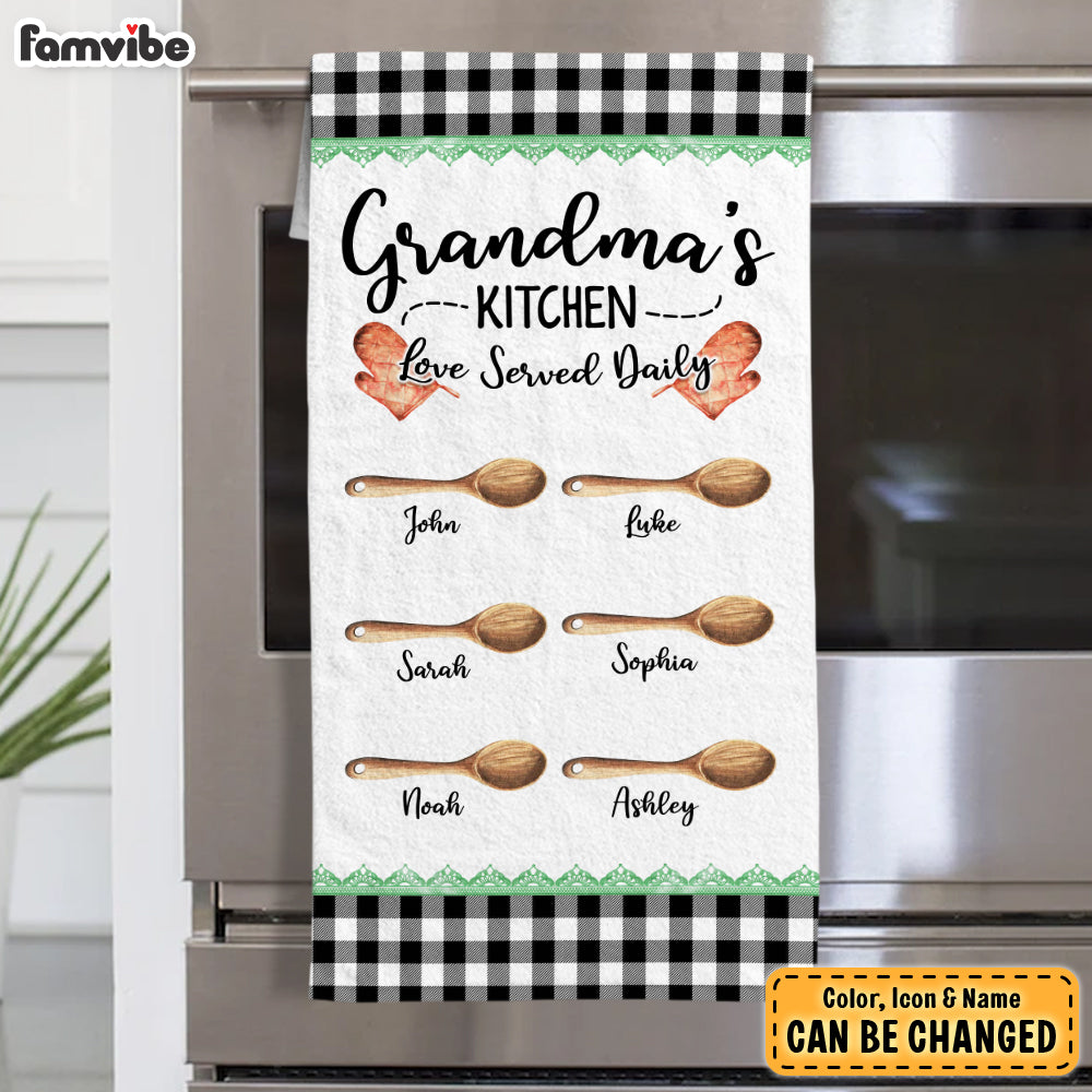 Personalized Gift For Grandma's Kitchen Love Served Daily Towel 28425 Primary Mockup