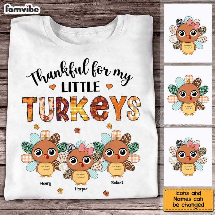 Personalized Fall Thanksgiving Gift For Grandma Little Turkeys Shirt - Hoodie - Sweatshirt 28426 1