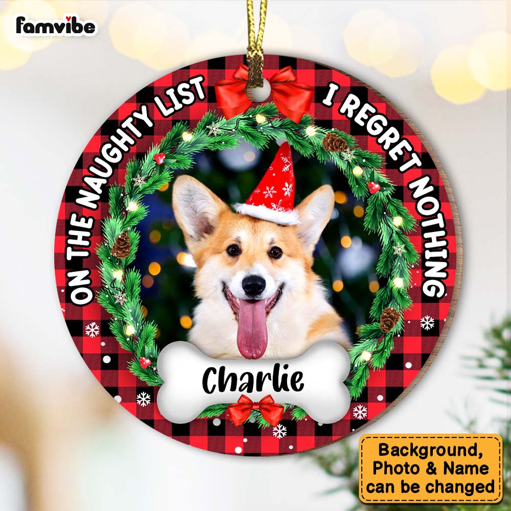 Personalized Dog Christmas Upload Photo Circle Ornament 28428 Primary Mockup