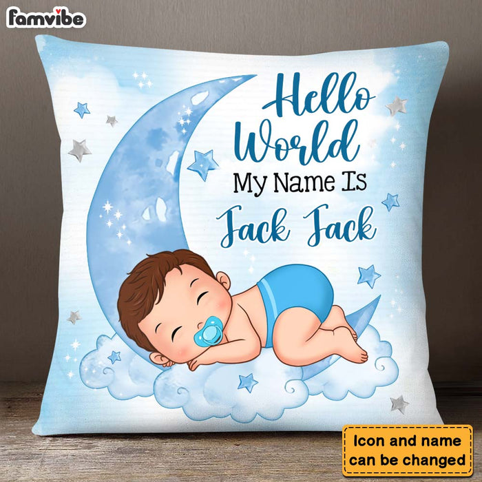 Personalized Hello World My Name Is Baby Pillow 28440 1