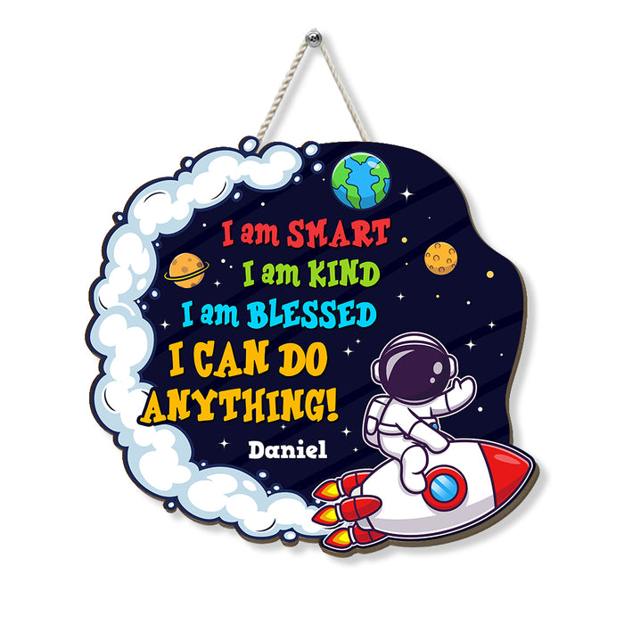 Personalized Birthday Gift For Grandson Smart Kind Blessed Astronaut Wood Sign 28441 1
