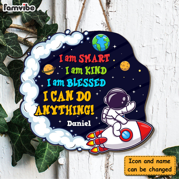 Personalized Birthday Gift For Grandson Smart Kind Blessed Astronaut Wood Sign 28441 1