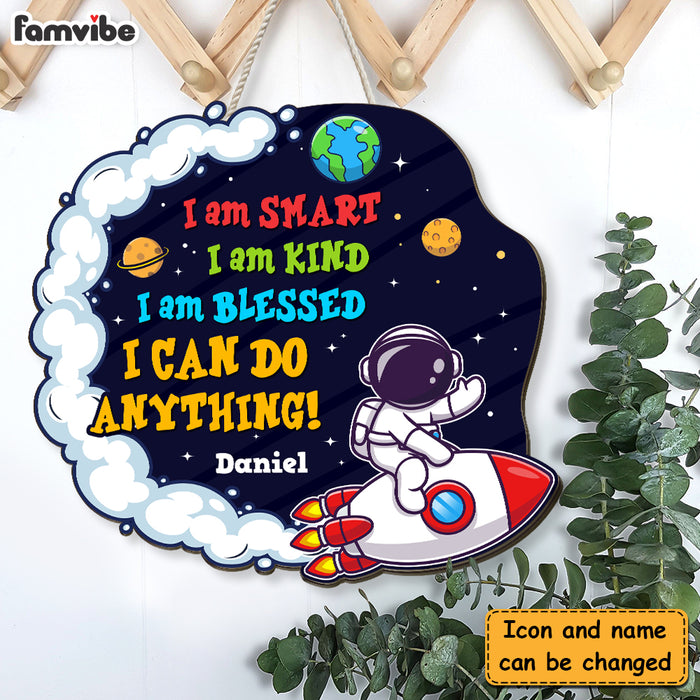 Personalized Birthday Gift For Grandson Smart Kind Blessed Astronaut Wood Sign 28441 1