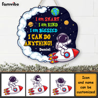 Personalized Birthday Gift For Grandson Smart Kind Blessed Astronaut Wood Sign 28441 thumb 1