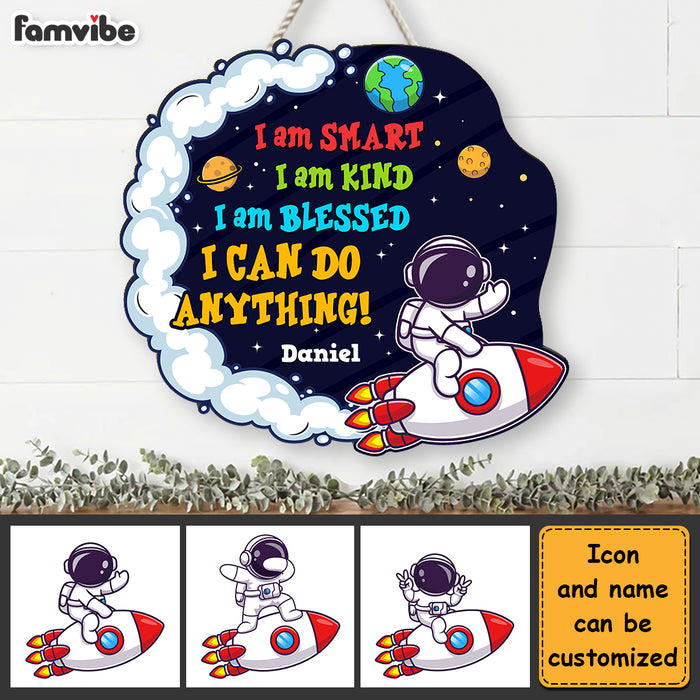Personalized Birthday Gift For Grandson Smart Kind Blessed Astronaut Wood Sign 28441 1
