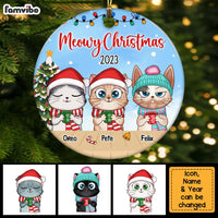 Personalized Gift For Cat Lovers Meowy Christmas Circle Ornament 28442 thumb 1