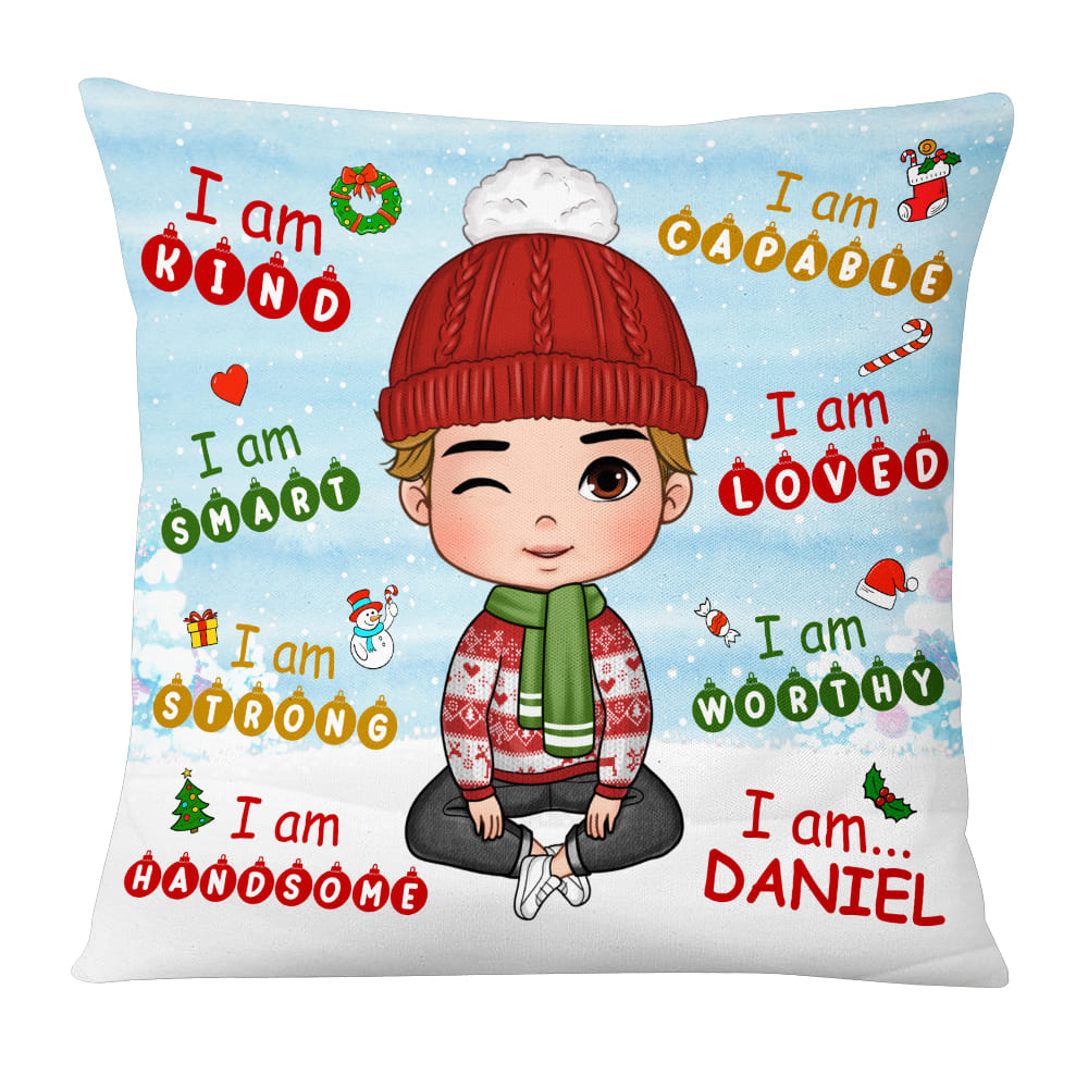 Personalized Gift For Grandson Affirmation Christmas Theme Pillow 28443 Primary Mockup