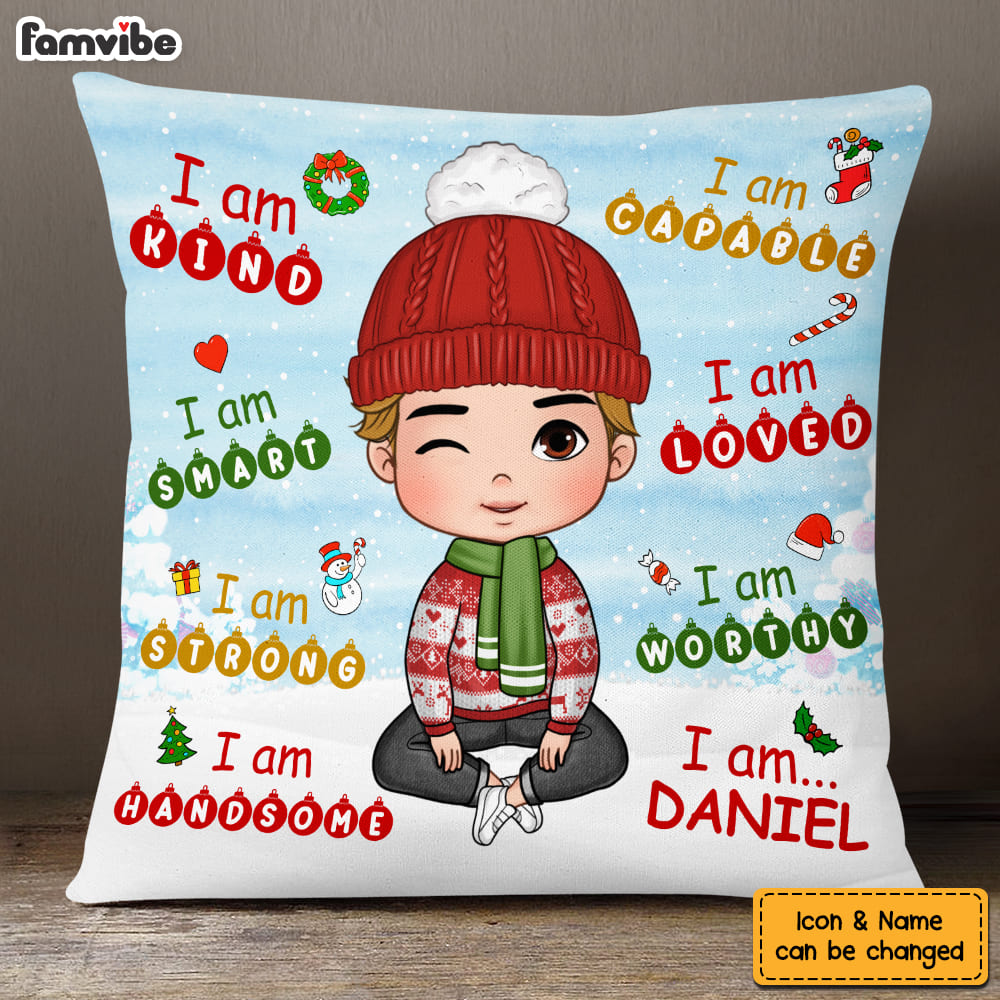 Personalized Gift For Grandson Affirmation Christmas Theme Pillow 28443 Primary Mockup