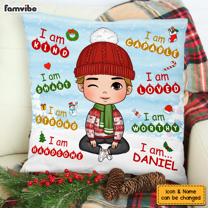 Personalized Gift For Grandson Affirmation Christmas Theme Pillow 28443 1