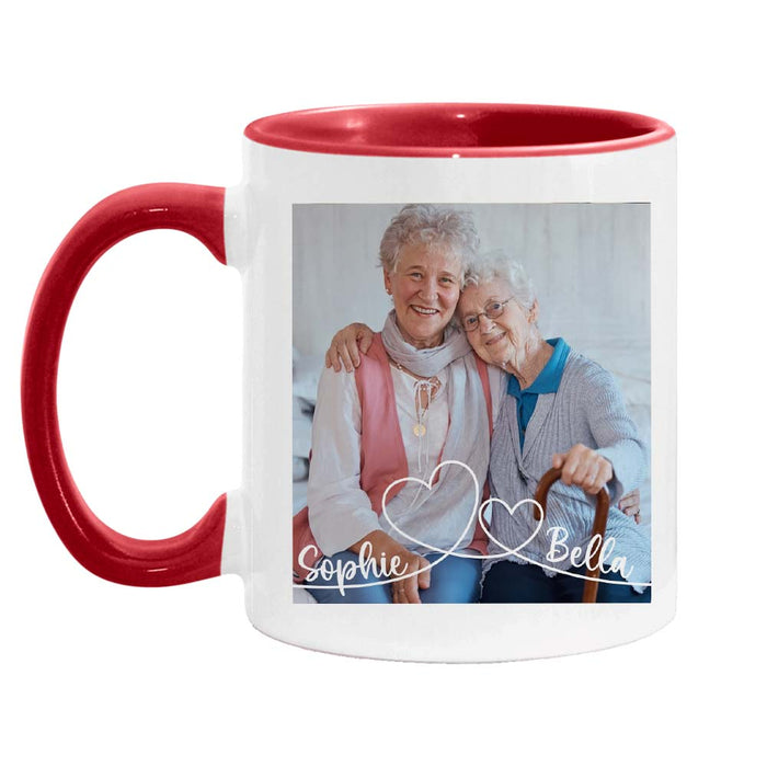 Personalized Gift For Old Friend Swirl Heart Upload Photo Gallery Mug 28447 1