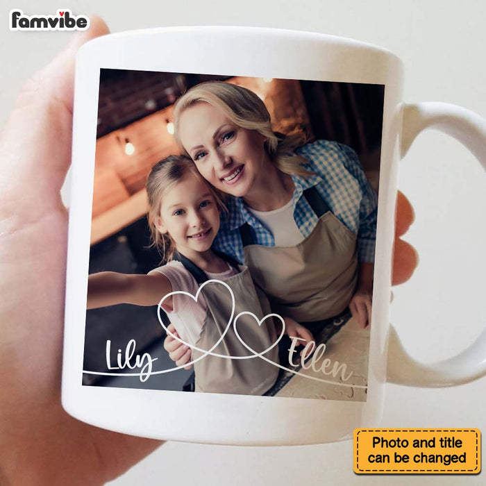 Personalized Gift For Granddaughter Swirl Heart Upload Photo Gallery Mug 28449 1