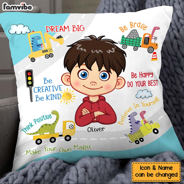 Personalized Birthday Gift For Grandson Dinosaur I Dream Big Pillow 28460 1