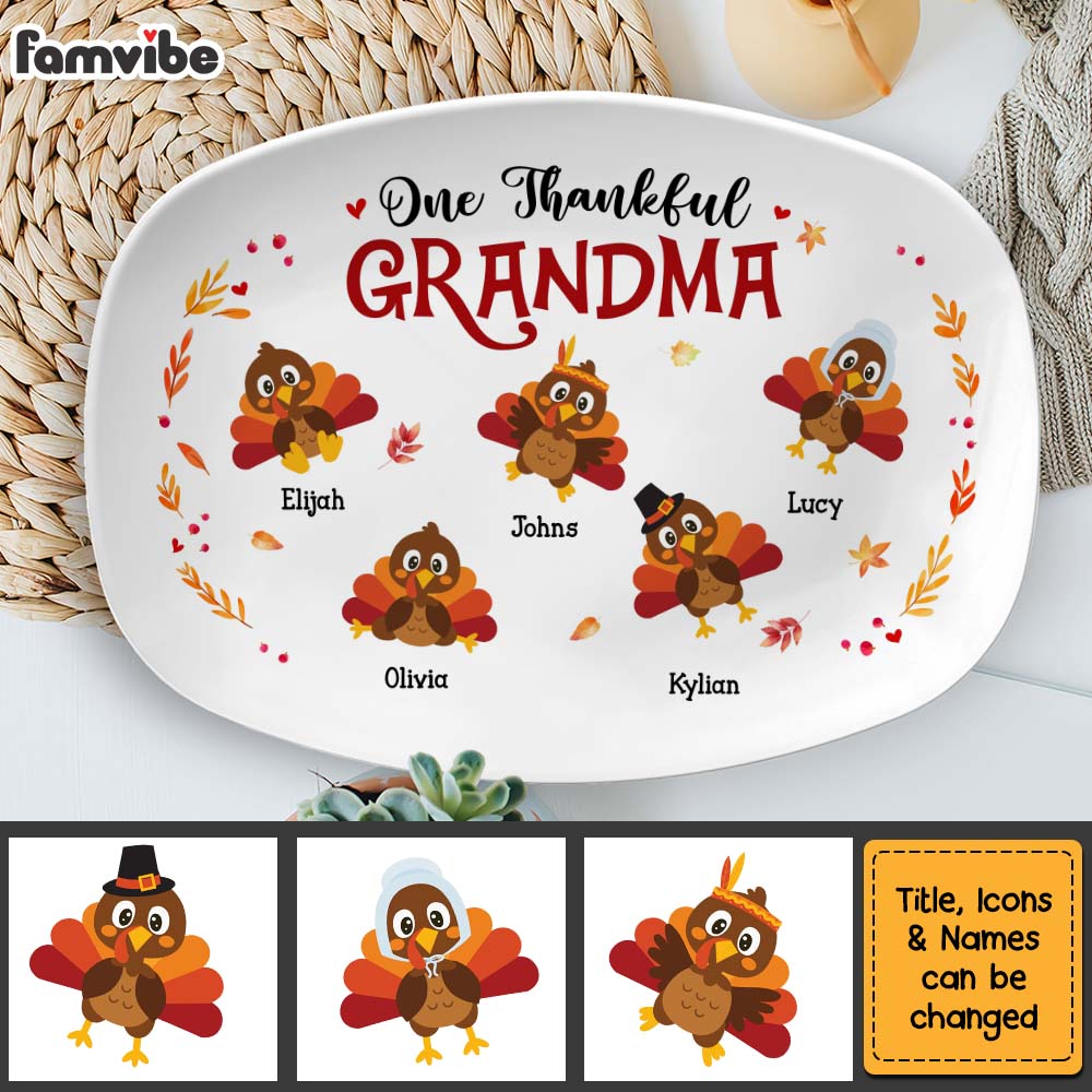 Personalized One Thankful Grandma Plate 28461 Primary Mockup