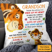 Personalized Gift For Grandson Tiger Hug This Pillow 28472 thumb 1