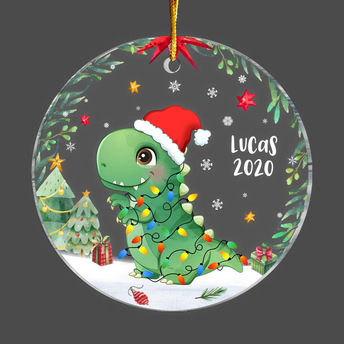 Personalized Christmas Gift For Grandson Dinosaur Circle Ornament 28473 1