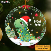 Personalized Christmas Gift For Grandson Dinosaur Circle Ornament 28473 thumb 1