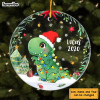 Personalized Christmas Gift For Grandson Dinosaur Circle Ornament 28473 thumb 1