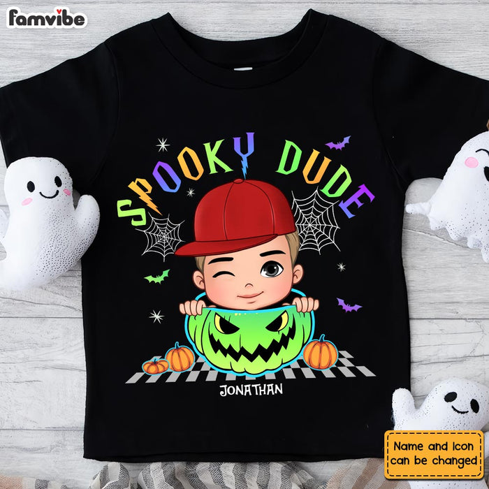 Personalized Gift For Grandson Neon Pumpkin Spooky Kid T Shirt 28479 1