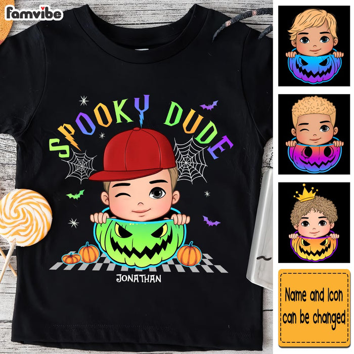 Personalized Gift For Grandson Neon Pumpkin Spooky Kid T Shirt 28479 1
