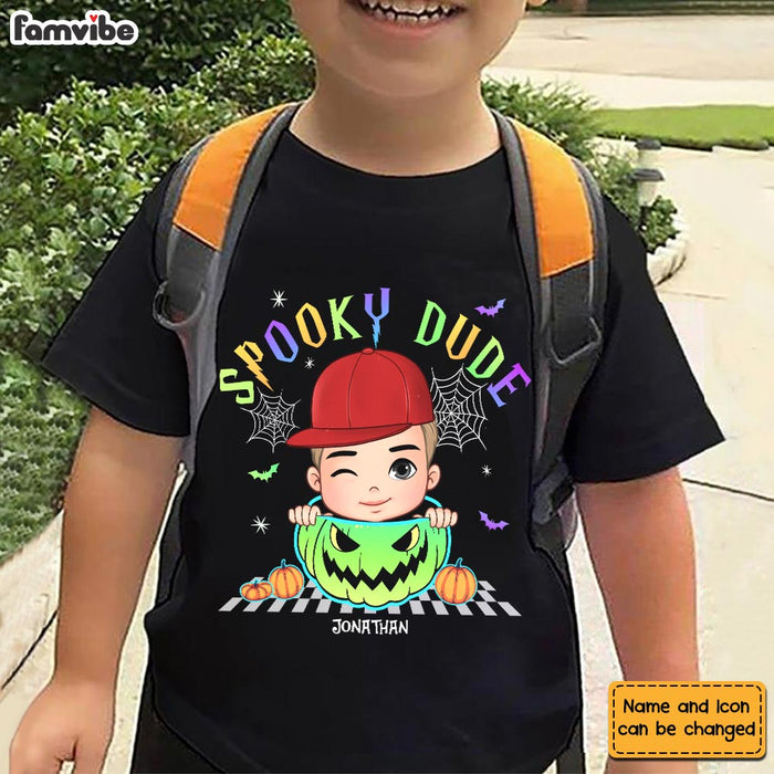 Personalized Gift For Grandson Neon Pumpkin Spooky Kid T Shirt