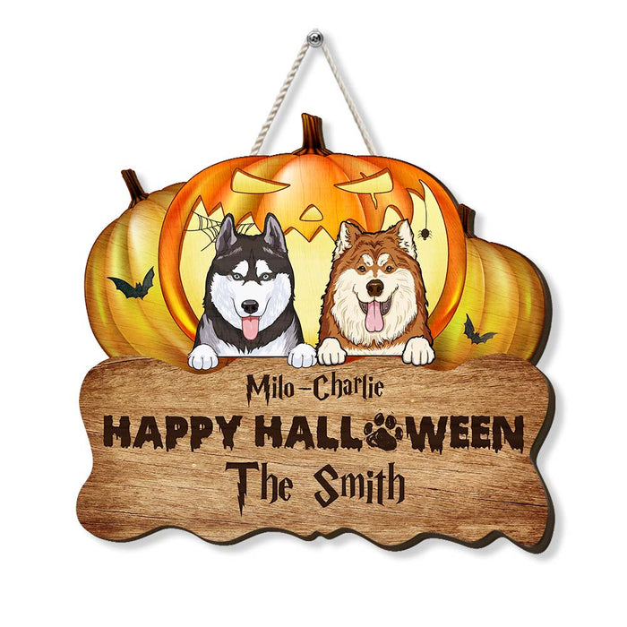 Personalized Dog Family Name Happy Halloween Wood Sign 28481 1