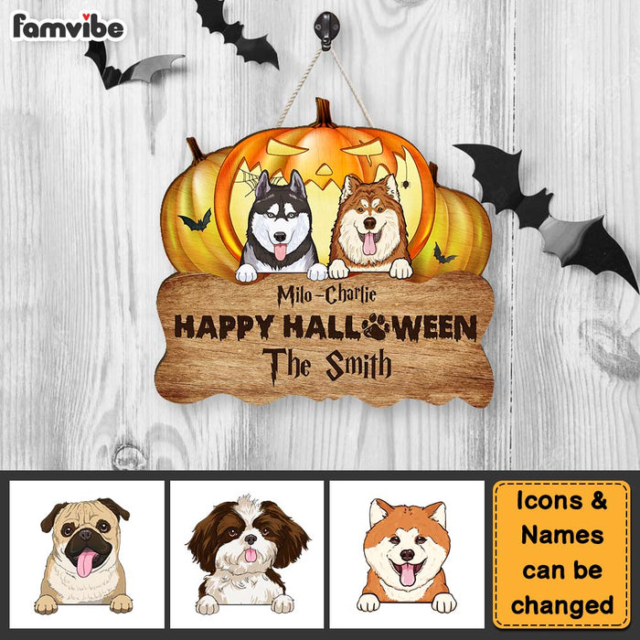 Personalized Dog Family Name Happy Halloween Wood Sign 28481 1