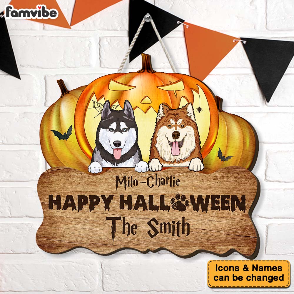 Personalized Dog Family Name Happy Halloween Wood Sign 28481 Primary Mockup