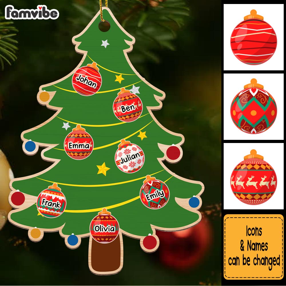 Personalized Gift For Grandma Christmas Balls On Pine Tree Ornament 28486 Mockup 2