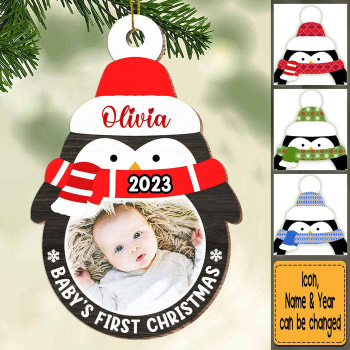 Personalized Penguin Photo Baby’s First Christmas Ornament 28489 1