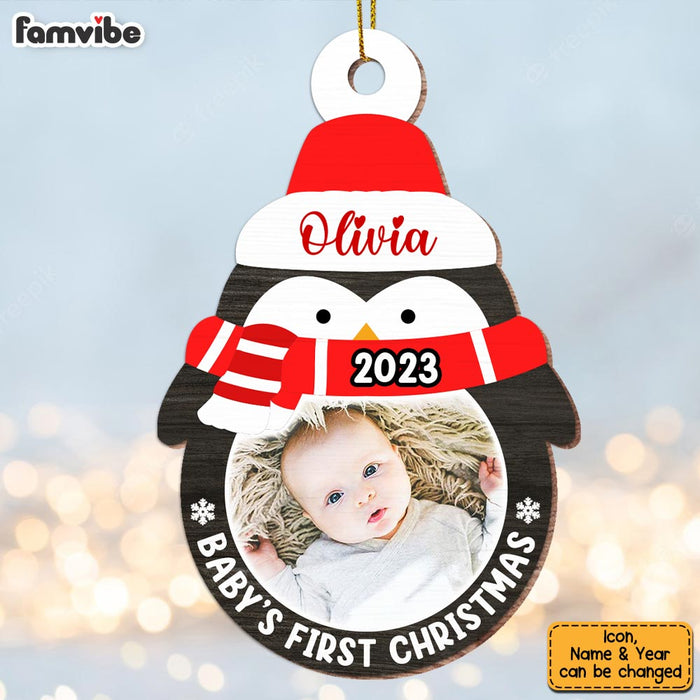 Personalized Penguin Photo Baby’s First Christmas Ornament 28489 1