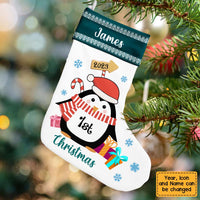 Personalized Penguin Baby's First Christmas Stocking 28490 thumb 1