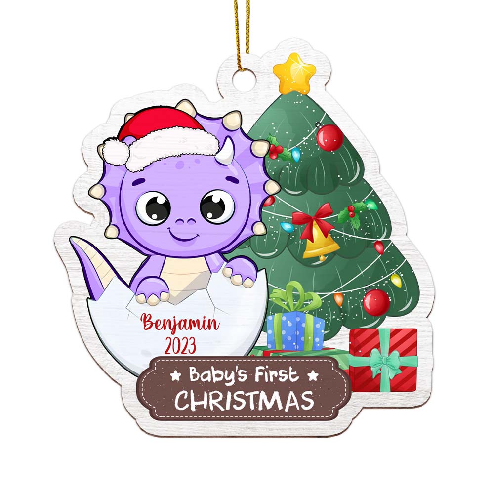 Personalized Baby's First Christmas Dinosaur Ornament 28491 Primary Mockup