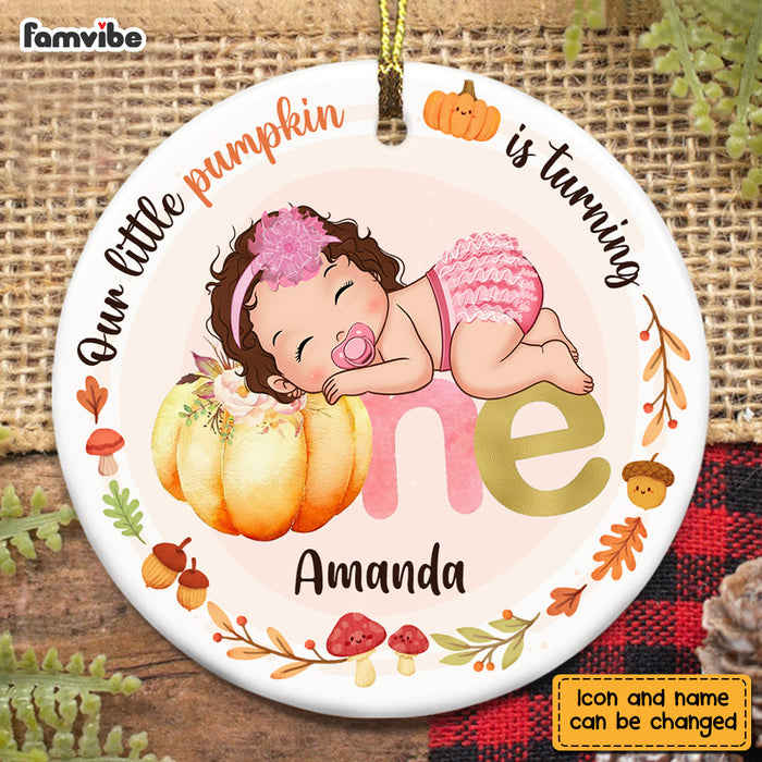 Personalized Baby Gifts Fall Turning One Circle Ornament 28496 1