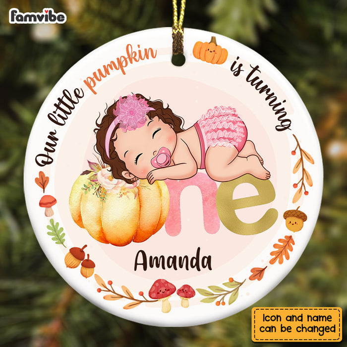 Personalized Baby Gifts Fall Turning One Circle Ornament 28496 1