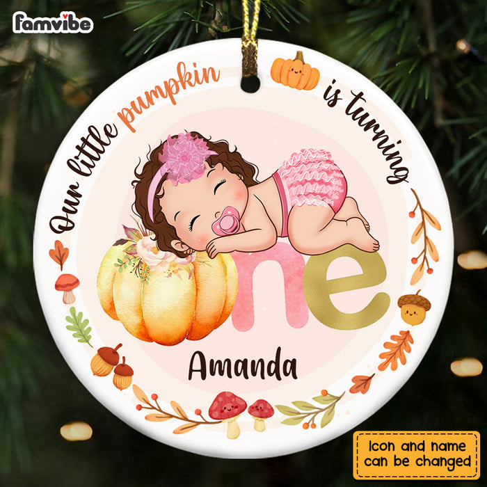 Personalized Baby Gifts Fall Turning One Circle Ornament 28496 1