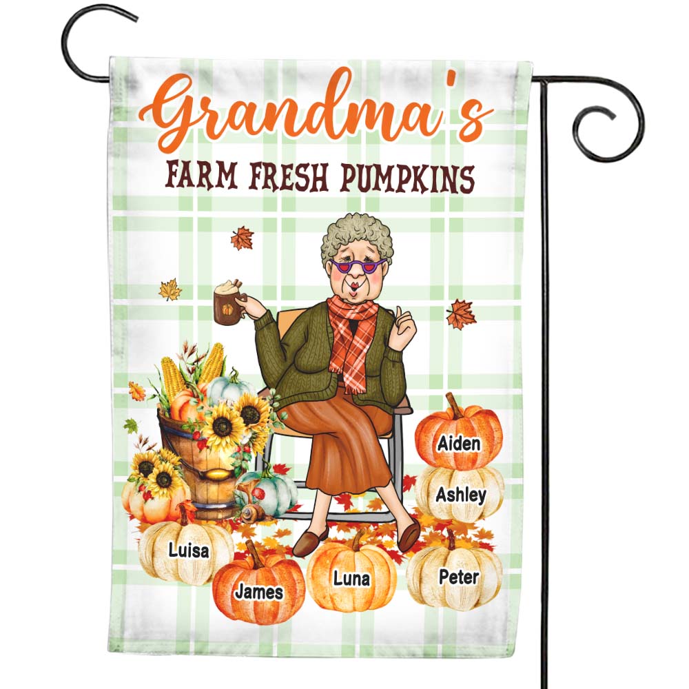 Personalized Fall Season Gift Grandma's Farm Fresh Pumpkin Flag 28497 Primary Mockup
