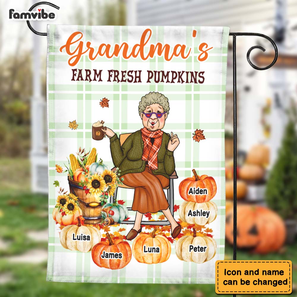 Personalized Fall Season Gift Grandma's Farm Fresh Pumpkin Flag 28497 Primary Mockup