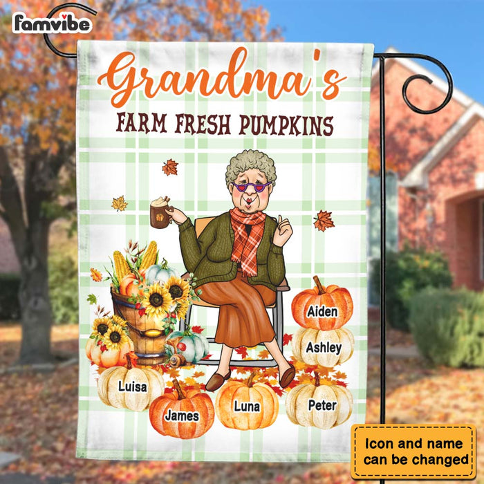 Personalized Fall Season Gift Grandma's Farm Fresh Pumpkin Flag 28497 1