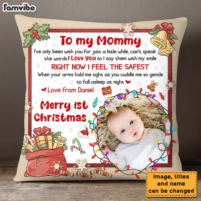 Personalized Gift For Baby Merry 1st Christmas Upload Photo Pillow 28500 1