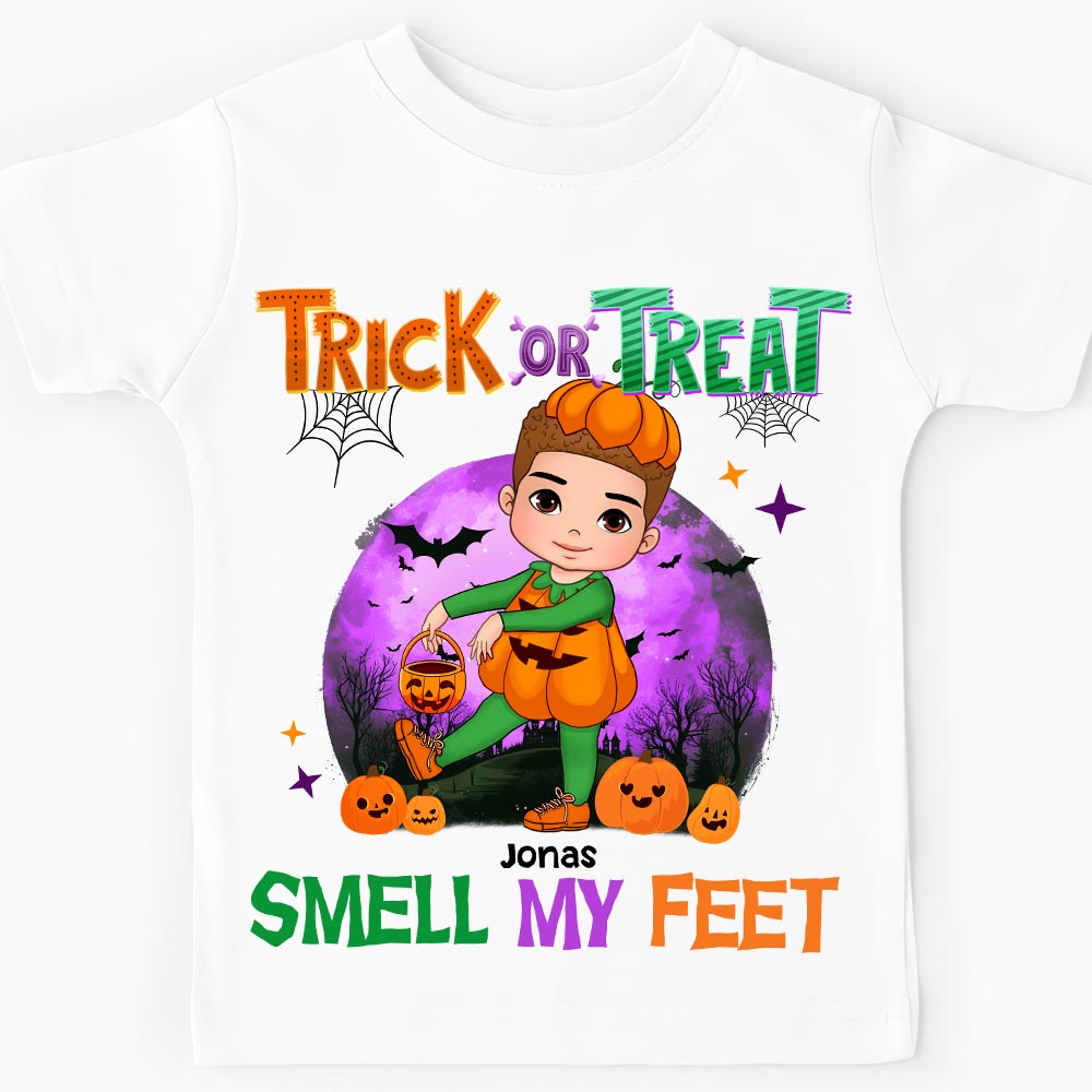 Personalized Halloween Gift For Grandson Trick Or Treat Kid T Shirt 28502 Mockup Black