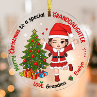 Personalized Merry Christmas To Granddaughter Circle Ornament 28505 thumb 1
