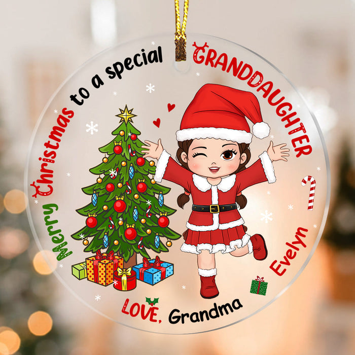 Personalized Merry Christmas To Granddaughter Circle Ornament 28505 1