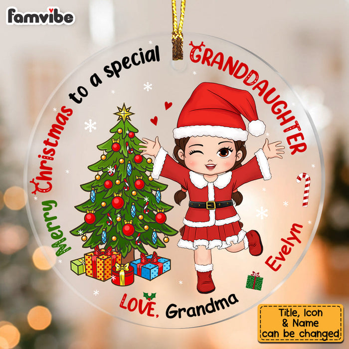 Personalized Merry Christmas To Granddaughter Circle Ornament 28505 1