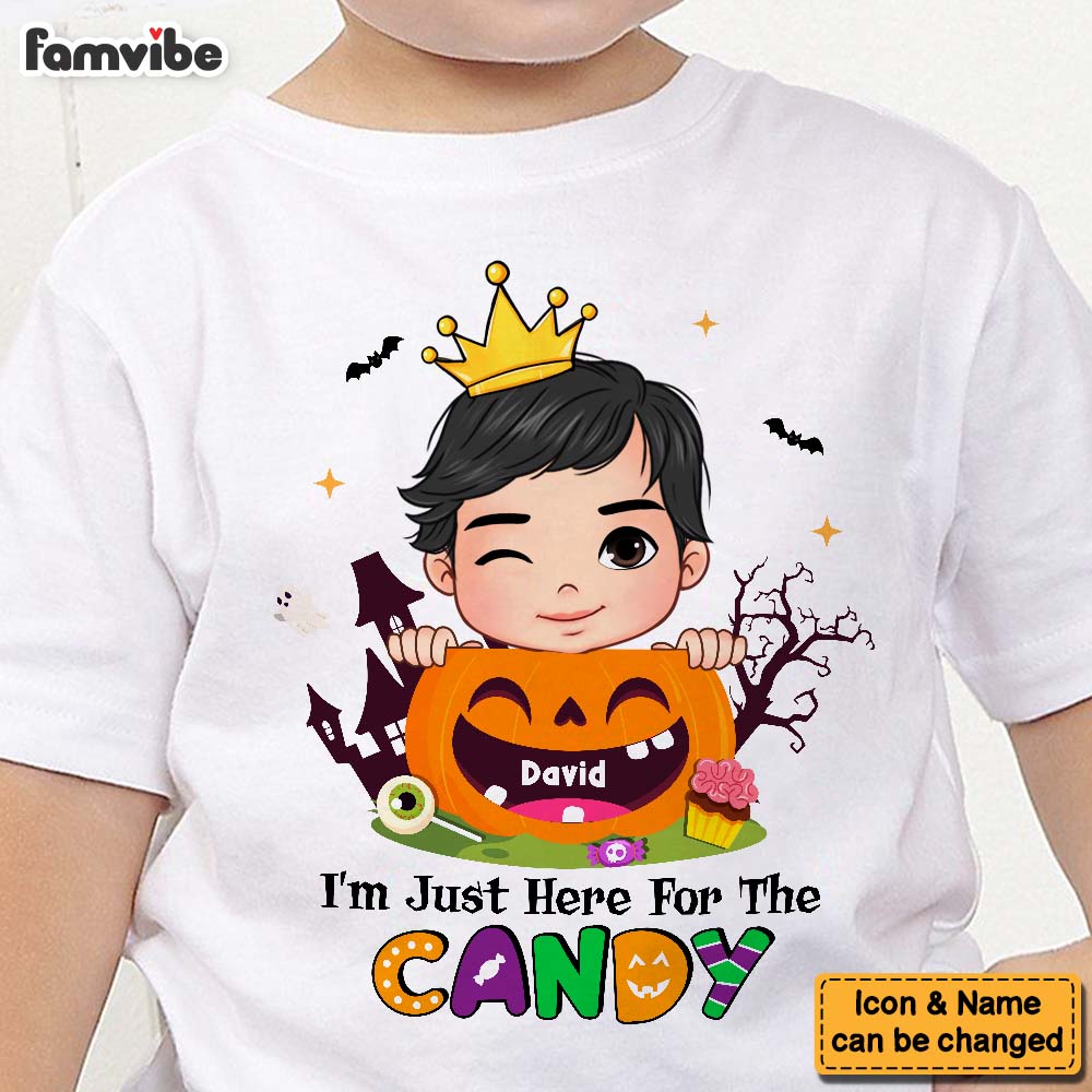 Personalized Granddaughter I’m Just Here For The Candy Halloween Kid T Shirt 28508 Mockup 2