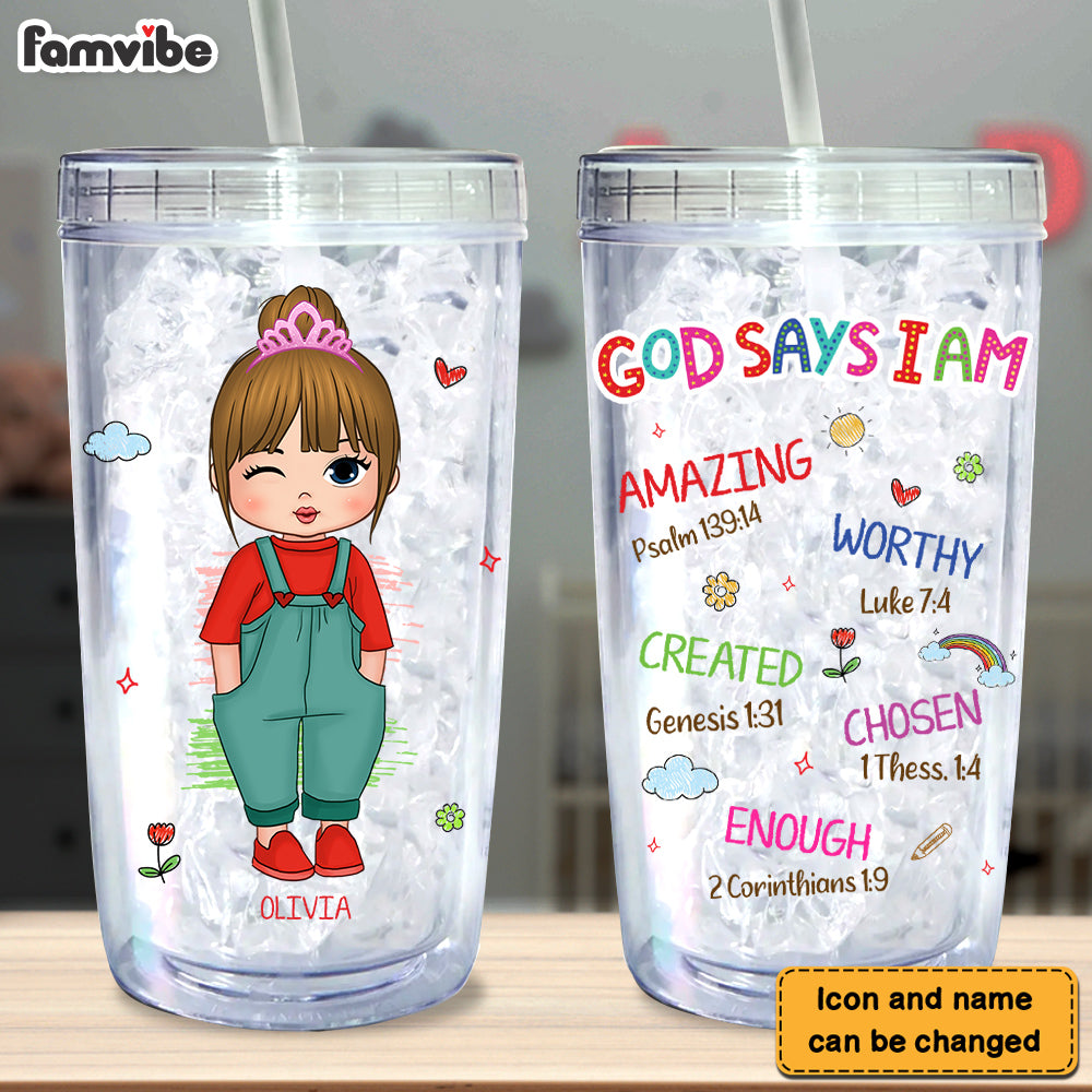 Birthday Gift For Granddaughter God Says I Am Acrylic Insulated Tumbler 27655 28509 Primary Mockup