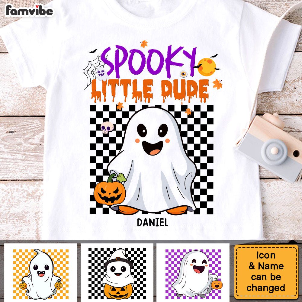 Personalized Halloween Gift For Grandson Spooky Little Dude Kid T Shirt 28521 Mockup White