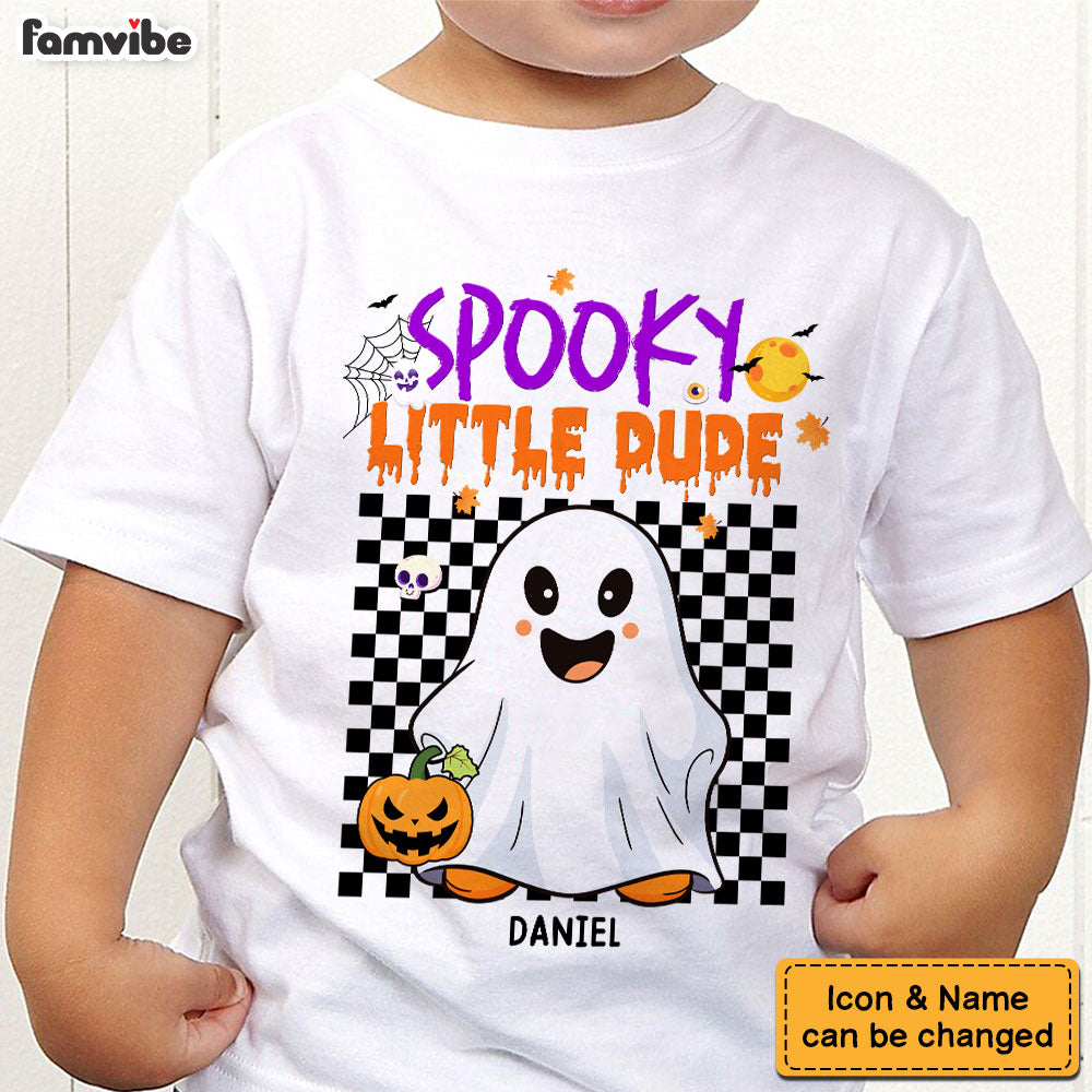 Personalized Halloween Gift For Grandson Spooky Little Dude Kid T Shirt 28521 Mockup White