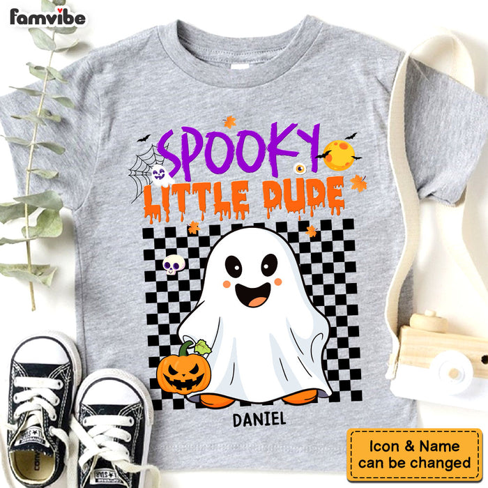 Personalized Halloween Gift For Grandson Spooky Little Dude Kid T Shirt 28521 1
