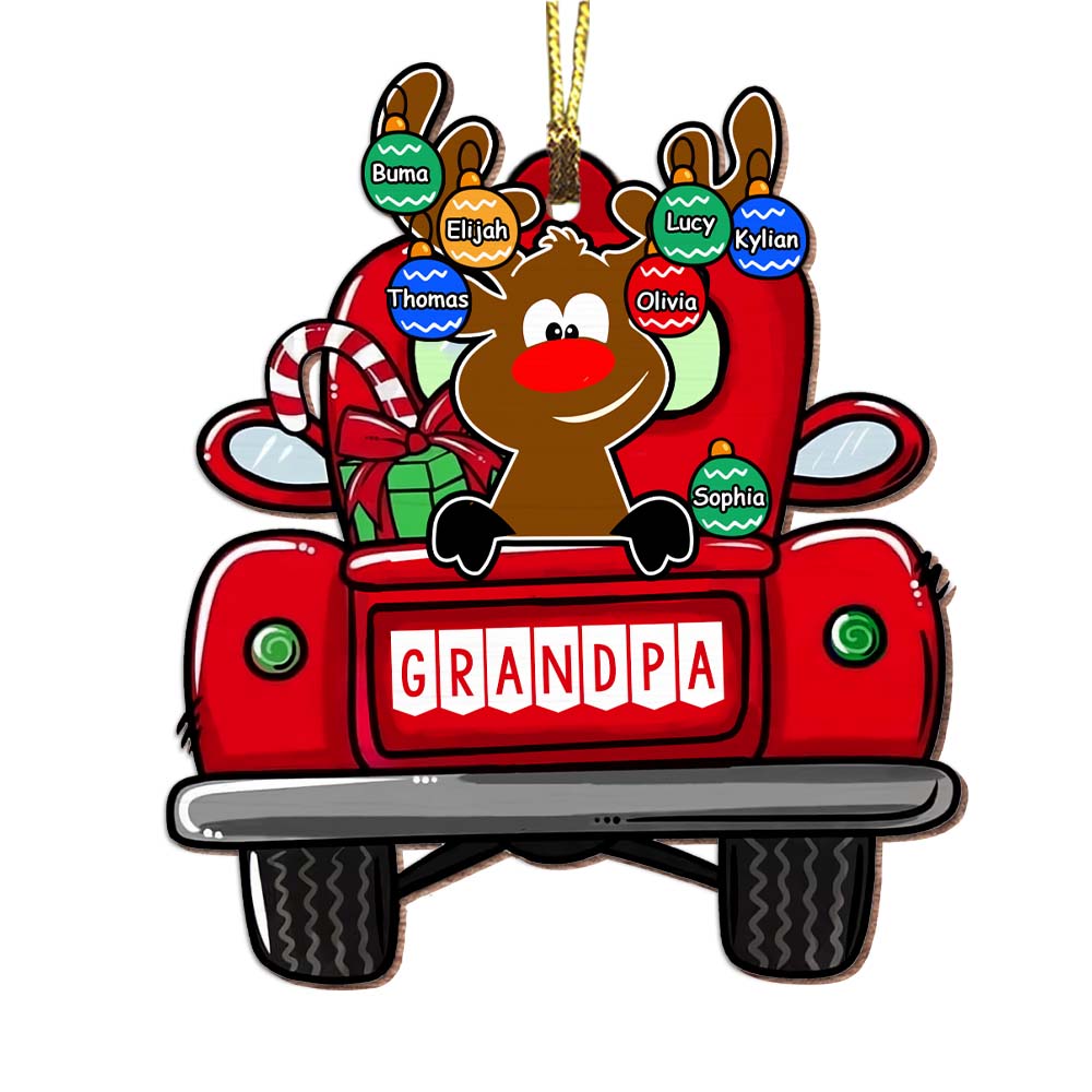 Personalized Christmas Gift For Grandpa Reindeer Ornament 28535 Primary Mockup